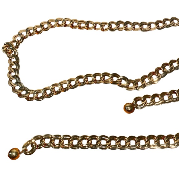 St John Vintage Gold Curb Chain Adjustable Logo Belt - Picture 8 of 15